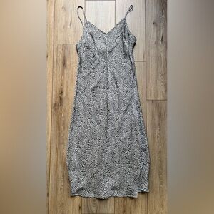 A New Day Black/White Leopard Slip Dress Size Small Pre-owned